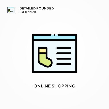 Çevrimiçi alışveriş vektör simgesi. Modern vektör illüstrasyon kavramları. Düzenlemesi ve kişiselleştirmesi kolay.