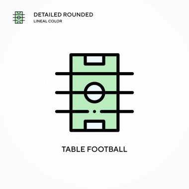 Masa futbolu vektör simgesi. Modern vektör illüstrasyon kavramları. Düzenlemesi ve kişiselleştirmesi kolay.