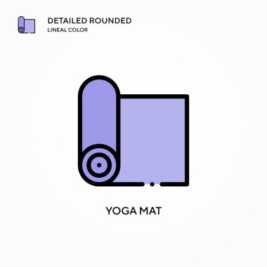 Yoga mat vektör simgesi. Modern vektör illüstrasyon kavramları. Düzenlemesi ve kişiselleştirmesi kolay.