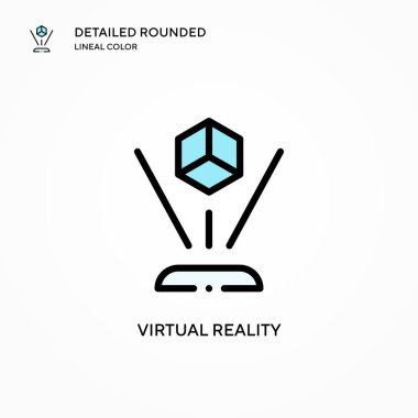 Sanal gerçeklik vektör simgesi. Modern vektör illüstrasyon kavramları. Düzenlemesi ve kişiselleştirmesi kolay.
