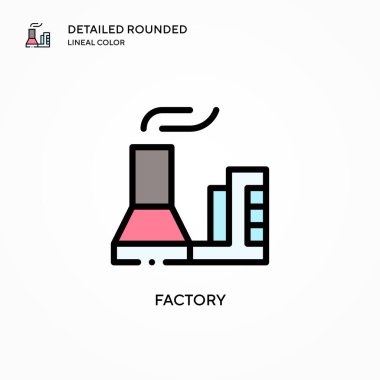 Fabrika vektör simgesi. Modern vektör illüstrasyon kavramları. Düzenlemesi ve kişiselleştirmesi kolay.