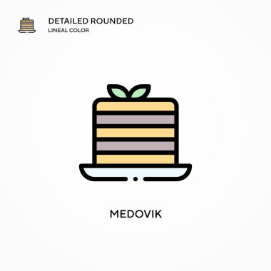 Medovik vektör simgesi. Modern vektör illüstrasyon kavramları. Düzenlemesi ve kişiselleştirmesi kolay.