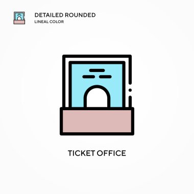 Bilet ofisi vektör simgesi. Modern vektör illüstrasyon kavramları. Düzenlemesi ve kişiselleştirmesi kolay.