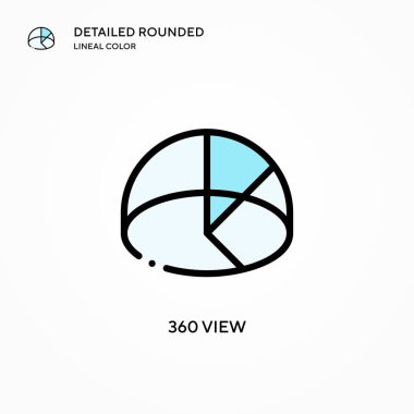 360 görünüm vektör simgesi. Modern vektör illüstrasyon kavramları. Düzenlemesi ve kişiselleştirmesi kolay.