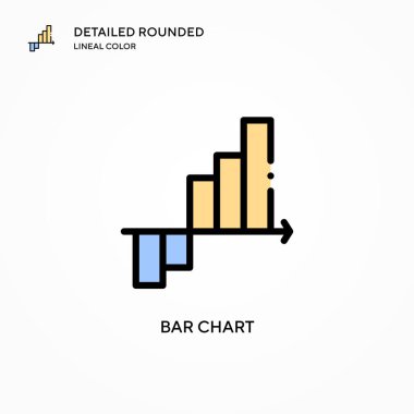 Bar çizelgesi vektör simgesi. Modern vektör illüstrasyon kavramları. Düzenlemesi ve kişiselleştirmesi kolay.
