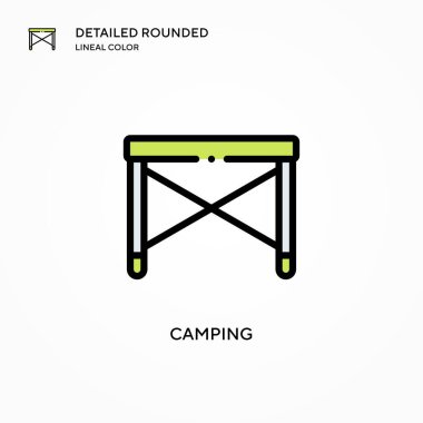 Kamp vektör simgesi. Modern vektör illüstrasyon kavramları. Düzenlemesi ve kişiselleştirmesi kolay.