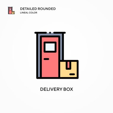 Teslimat kutusu vektör simgesi. Modern vektör illüstrasyon kavramları. Düzenlemesi ve kişiselleştirmesi kolay.