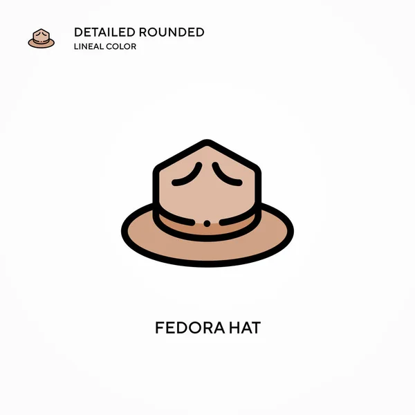 Icono Vector Sombrero Fedora Conceptos Modernos Ilustración Vectorial Fácil Editar — Archivo Imágenes Vectoriales