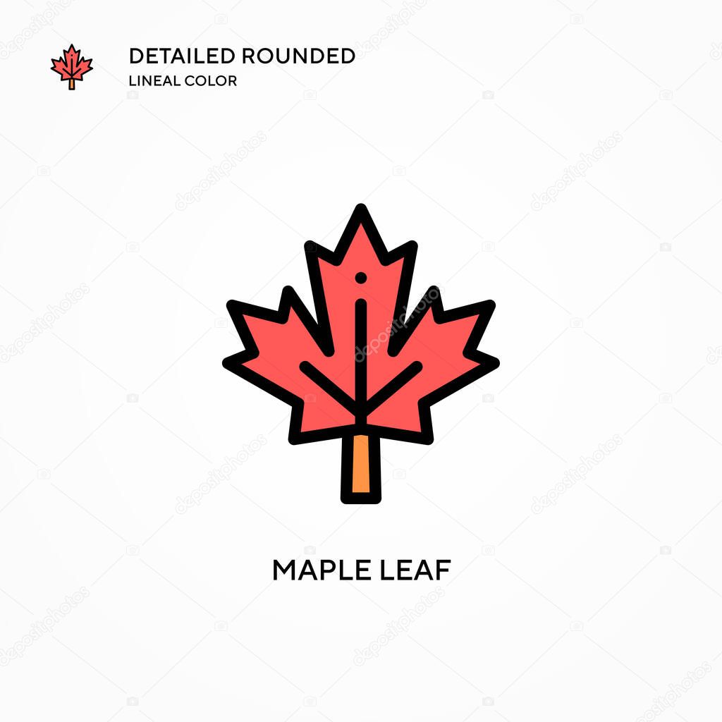 Maple leaf vector icon. Modern vector illustration concepts. Easy to edit and customize.
