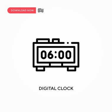 Dijital saat vektör simgesi. Web sitesi veya mobil uygulama için modern, basit düz vektör çizimi