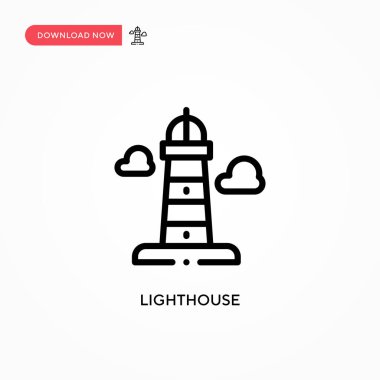 Deniz feneri vektör simgesi. Web sitesi veya mobil uygulama için modern, basit düz vektör çizimi