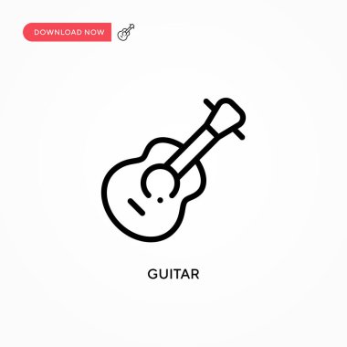 Gitar vektör simgesi. Web sitesi veya mobil uygulama için modern, basit düz vektör çizimi