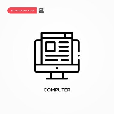 Bilgisayar vektör simgesi. Web sitesi veya mobil uygulama için modern, basit düz vektör çizimi