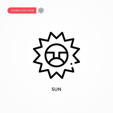 Güneş vektör simgesi. Web sitesi veya mobil uygulama için modern, basit düz vektör çizimi