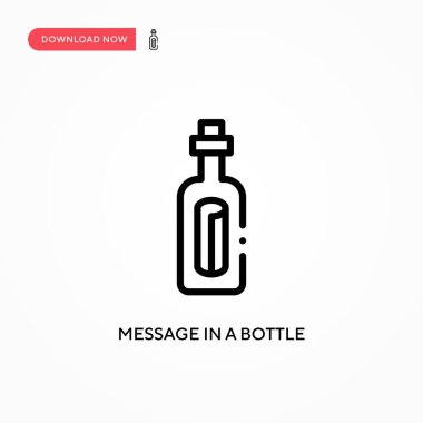 Bir şişe vektör ikonunda mesaj. Web sitesi veya mobil uygulama için modern, basit düz vektör çizimi