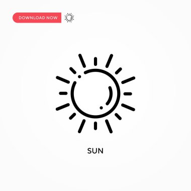 Güneş vektör simgesi. Web sitesi veya mobil uygulama için modern, basit düz vektör çizimi
