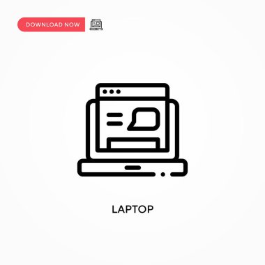 Laptop vektör simgesi. Web sitesi veya mobil uygulama için modern, basit düz vektör çizimi