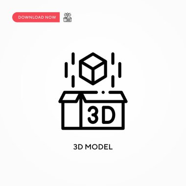 3d model vektör simgesi. Web sitesi veya mobil uygulama için modern, basit düz vektör çizimi