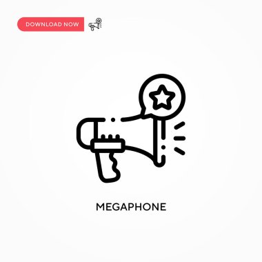 Megafon vektör simgesi. Web sitesi veya mobil uygulama için modern, basit düz vektör çizimi