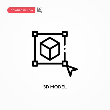 3d model vektör simgesi. Web sitesi veya mobil uygulama için modern, basit düz vektör çizimi