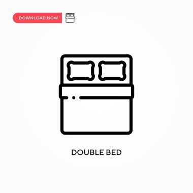 Çift yatak vektör ikonu. Web sitesi veya mobil uygulama için modern, basit düz vektör çizimi