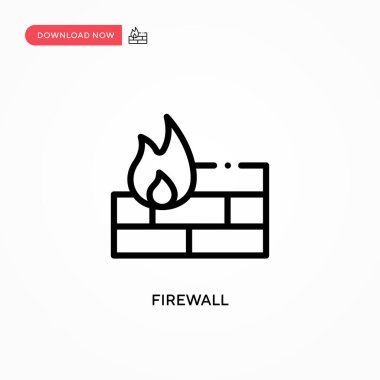 Güvenlik duvarı vektör simgesi. Web sitesi veya mobil uygulama için modern, basit düz vektör çizimi