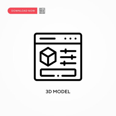 3d model vektör simgesi. Web sitesi veya mobil uygulama için modern, basit düz vektör çizimi