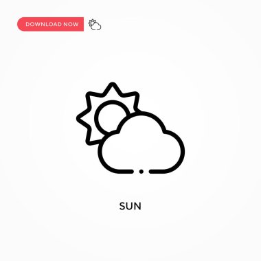 Güneş vektör simgesi. Web sitesi veya mobil uygulama için modern, basit düz vektör çizimi