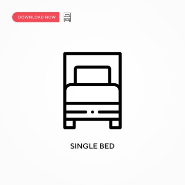 Tek yatak vektör simgesi. Web sitesi veya mobil uygulama için modern, basit düz vektör çizimi