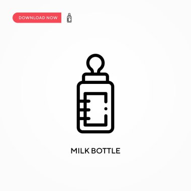 Süt şişesi vektör simgesi. Web sitesi veya mobil uygulama için modern, basit düz vektör çizimi