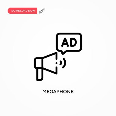 Megafon vektör simgesi. Web sitesi veya mobil uygulama için modern, basit düz vektör çizimi