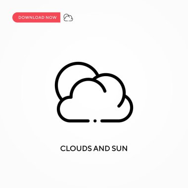Bulutlar ve güneş vektör simgesi. Web sitesi veya mobil uygulama için modern, basit düz vektör çizimi