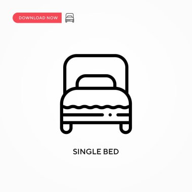 Tek yatak vektör simgesi. Web sitesi veya mobil uygulama için modern, basit düz vektör çizimi