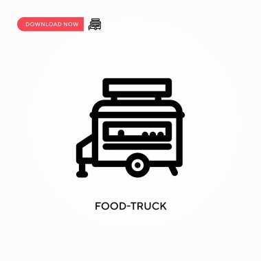 Yemek kamyonu vektör ikonu. Web sitesi veya mobil uygulama için modern, basit düz vektör çizimi