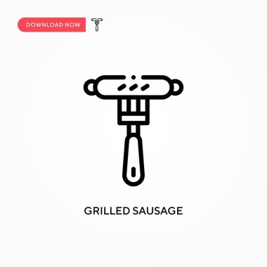 Izgara sosis vektör ikonu. Web sitesi veya mobil uygulama için modern, basit düz vektör çizimi