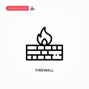 Güvenlik duvarı vektör simgesi. Web sitesi veya mobil uygulama için modern, basit düz vektör çizimi