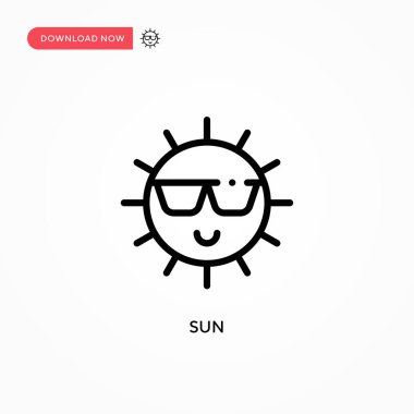 Güneş vektör simgesi. Web sitesi veya mobil uygulama için modern, basit düz vektör çizimi