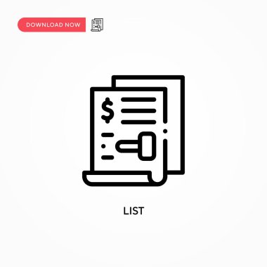 Vektör simgesini listele. Web sitesi veya mobil uygulama için modern, basit düz vektör çizimi