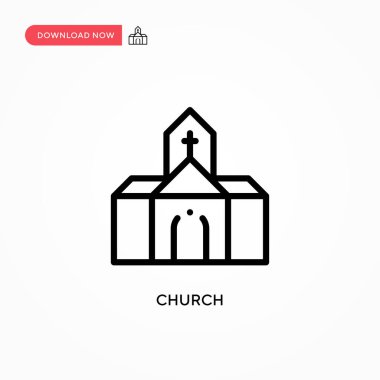 Kilise vektör ikonu. Web sitesi veya mobil uygulama için modern, basit düz vektör çizimi