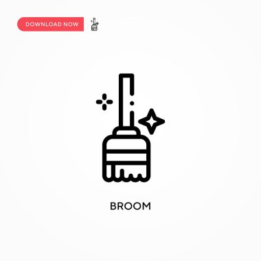 Süpürge vektör simgesi. Web sitesi veya mobil uygulama için modern, basit düz vektör çizimi