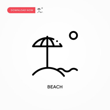 Plaj vektör simgesi. Web sitesi veya mobil uygulama için modern, basit düz vektör çizimi