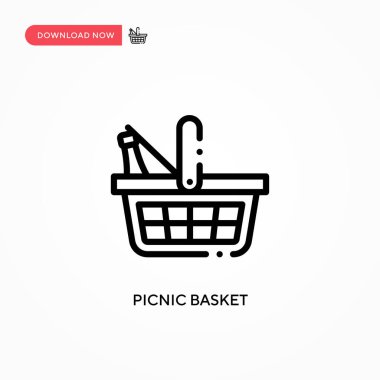 Piknik sepeti vektör simgesi. Web sitesi veya mobil uygulama için modern, basit düz vektör çizimi