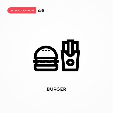 Burger vektör ikonu. Web sitesi veya mobil uygulama için modern, basit düz vektör çizimi