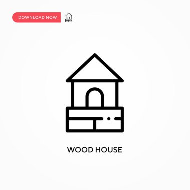 Ahşap ev vektör simgesi. Web sitesi veya mobil uygulama için modern, basit düz vektör çizimi