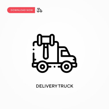 Teslimat kamyonu vektör ikonu. Web sitesi veya mobil uygulama için modern, basit düz vektör çizimi