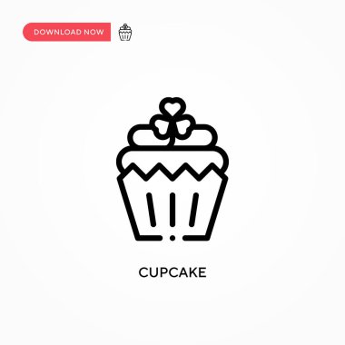 Cupcake vektör simgesi. Web sitesi veya mobil uygulama için modern, basit düz vektör çizimi