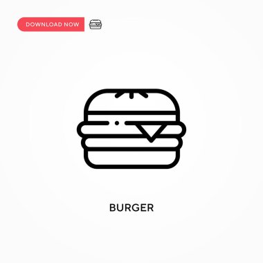 Burger vektör ikonu. Web sitesi veya mobil uygulama için modern, basit düz vektör çizimi