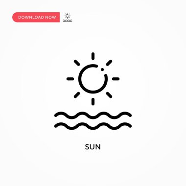 Güneş vektör simgesi. Web sitesi veya mobil uygulama için modern, basit düz vektör çizimi