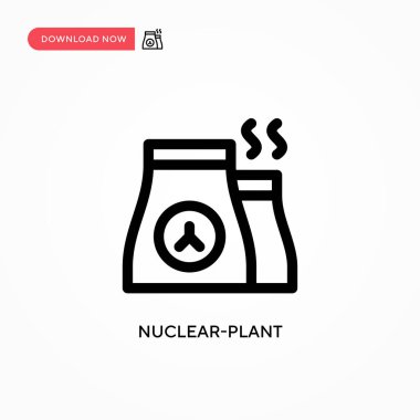 Nükleer santral vektör simgesi. Web sitesi veya mobil uygulama için modern, basit düz vektör çizimi