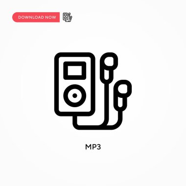 Mp3 vektör simgesi. Web sitesi veya mobil uygulama için modern, basit düz vektör çizimi
